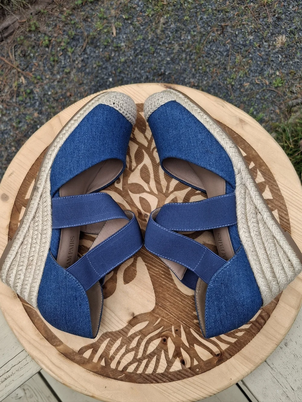 Chic Blue Denim Dream Pairs Espadrille Wedge Sandals with Crisscross Straps